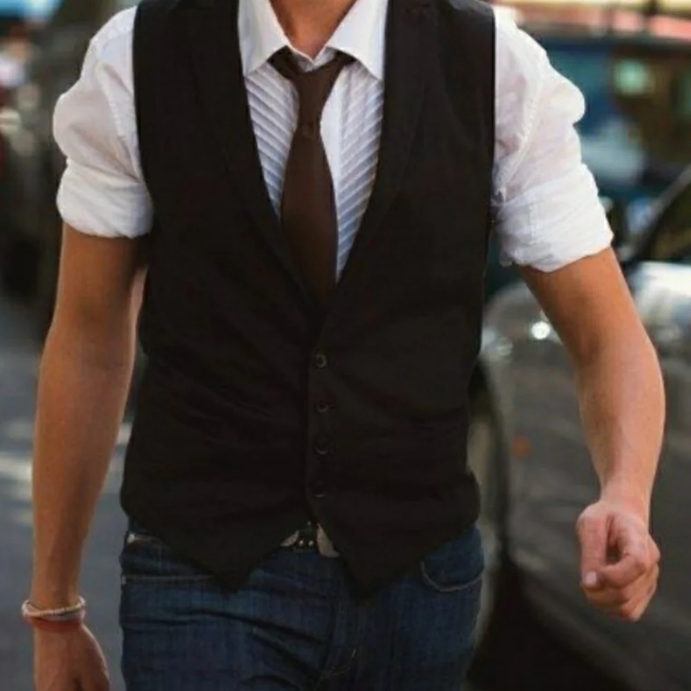 NWT Men's Black Suit Vest K.keenly Xl Button Up Front Adjustable Back 2 Pocket